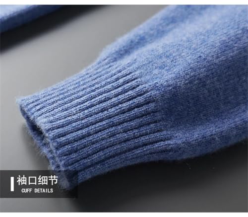 Men Half-High Neck Round Neck Thickened Solid Color Pullover Wool Loose Knit Long Sleeve Cashmere Sweater Brown Gray XXL3