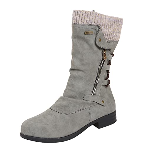Bottes d'hiver hautes pour femmes finies les douleurs aux mollets larges avec ce fond plat