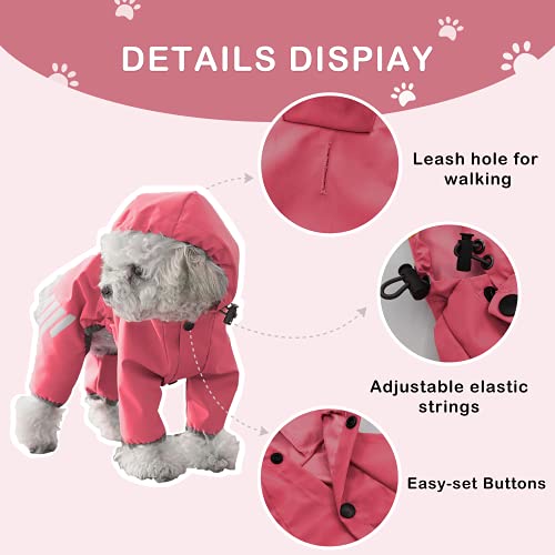 Cosibell Waterproof Puppy Dog Raincoats With Hood For Small Medium Dogs,Four-Leg Design With Reflective Strap, Lightweight Jacket With Leash Hole(Xl, Pink) #TOP2