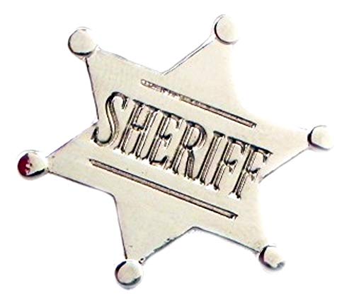 Badge à épingle en métal émaillé (25 mm) Étoile de Sherif Wild West (finition chromée)