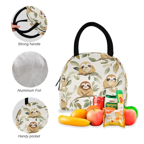 Backpack Lunch Box Set Large Capacity Travel Backpacks and Insulated Lunch Bag for Commute Hiking Picnic Watercolor Sloth Print4