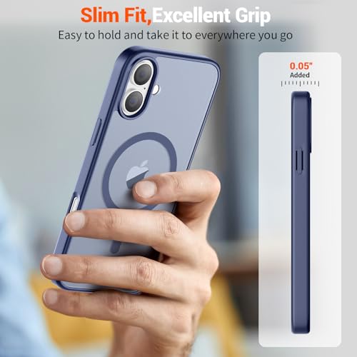 Image of SUPFINE Magnetic for iPhone 16 Plus Case (Compatible with MagSafe) (Military Grade Drop Protection) Slim Translucent Matte Shockproof with Anti-Fingerprint Phone Case,Lavender Gray