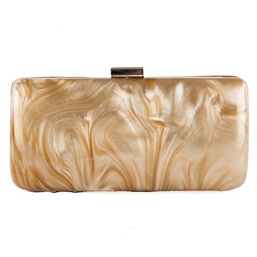 Sac d'embrayage doré Sara rodoide ACACA357DORE, pochette de soirée rigide pour femme élégante