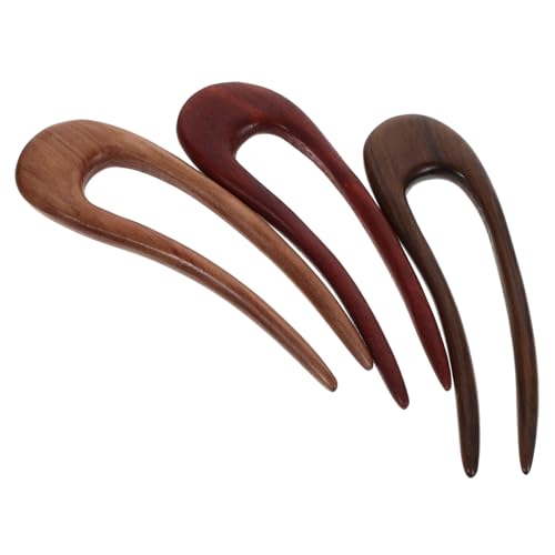 Accessoires cheveux vintage en bois pour chignons élégants au bureau et en soirée lot de 3