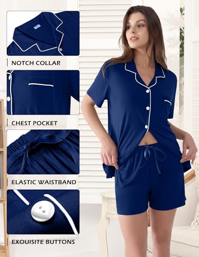 Matching Pajamas for Couples Women & Men Modal Button Down Short Sleeve Sleepwear Pjs 2 Piece Loungewear S-XXXL4