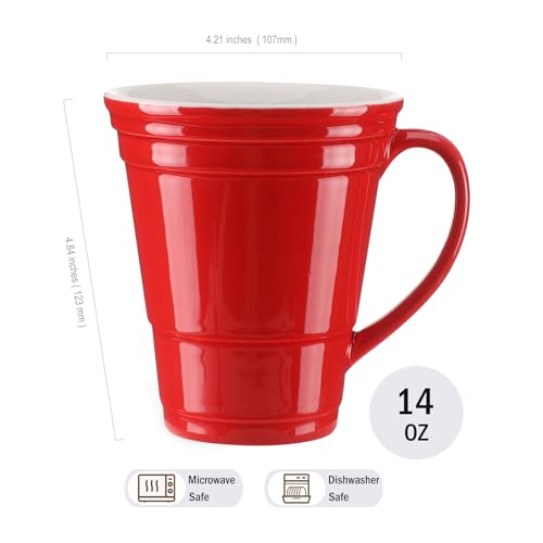 Taza de café cerámica 14 oz color rojo miniatura 5