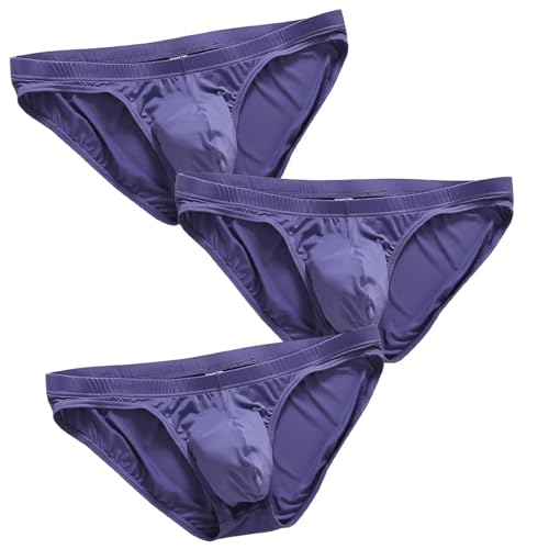 Premium Ice Silk Mens Bikini Briefs - Smooth, Breathable with Support Pouch (3 Pack)
