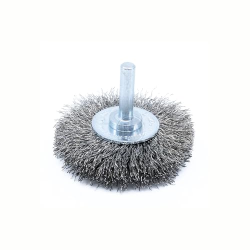 Image of Benchmark Abrasives 2.5 Inch Grinder Mounted Crimped Wire Wheel for Drill with 1 /4 inch Shank, Steel Brush for Rust Removal, Cleaning, Deburring on Cast Iron, Steel Rotary Tools - Stainless Steel