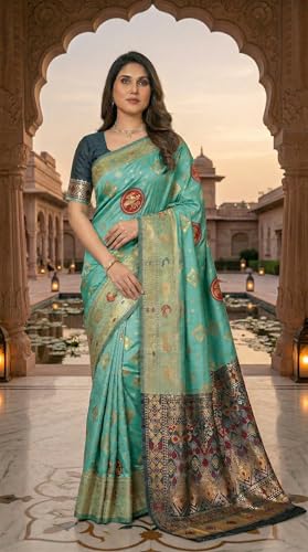 Image of C J Enterprise Women's Pure Soft Silk Saree With Blouse Piece For Wedding (Diamond-Patola)