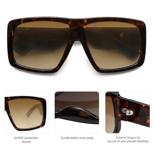 SOJOS Vintage Aviator 70s Sunglasses for Men Oversized Classic Retro Trendy Women Square Aviators Shades SJ23604