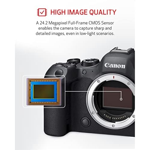 Canon EOS R6 Mark II Mirrorless Camera RF24-105mm F4-7.1 is STM Lens Kit, Full-Frame Hybrid Camera, 24.2 Megapixel CMOS Sensor, Photo and Video Capabilities, Black