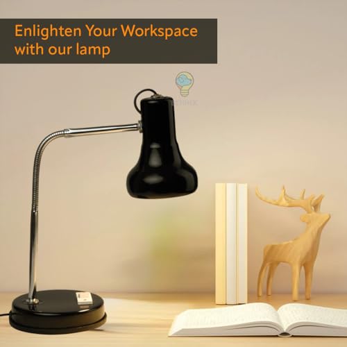 Image of Study Table Lamp | Adjustable Metal Desk Light for Reading, Writing, Study & Office Work | Flexible Neck LED Table Lamp for Students & Home Office (Black)