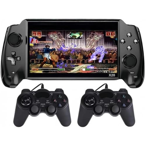 kiwet7インチ X20、5.5インチ X9、アーケードゲームコンソール、ポータブル、2人用、エミュレーター付き、ワイヤレスコントローラー、GBA格闘、大画面、ポータブル、テレビ接続、家庭用 (ブラック 7インチ 32GB RAM デュアルプレイヤー +