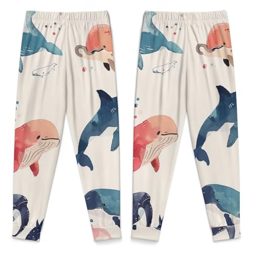 Cute Funny Marine AnimalsChildren's Pajama Set Round Neck Long Sleeve Top + Pants Two-piece Set120CM4