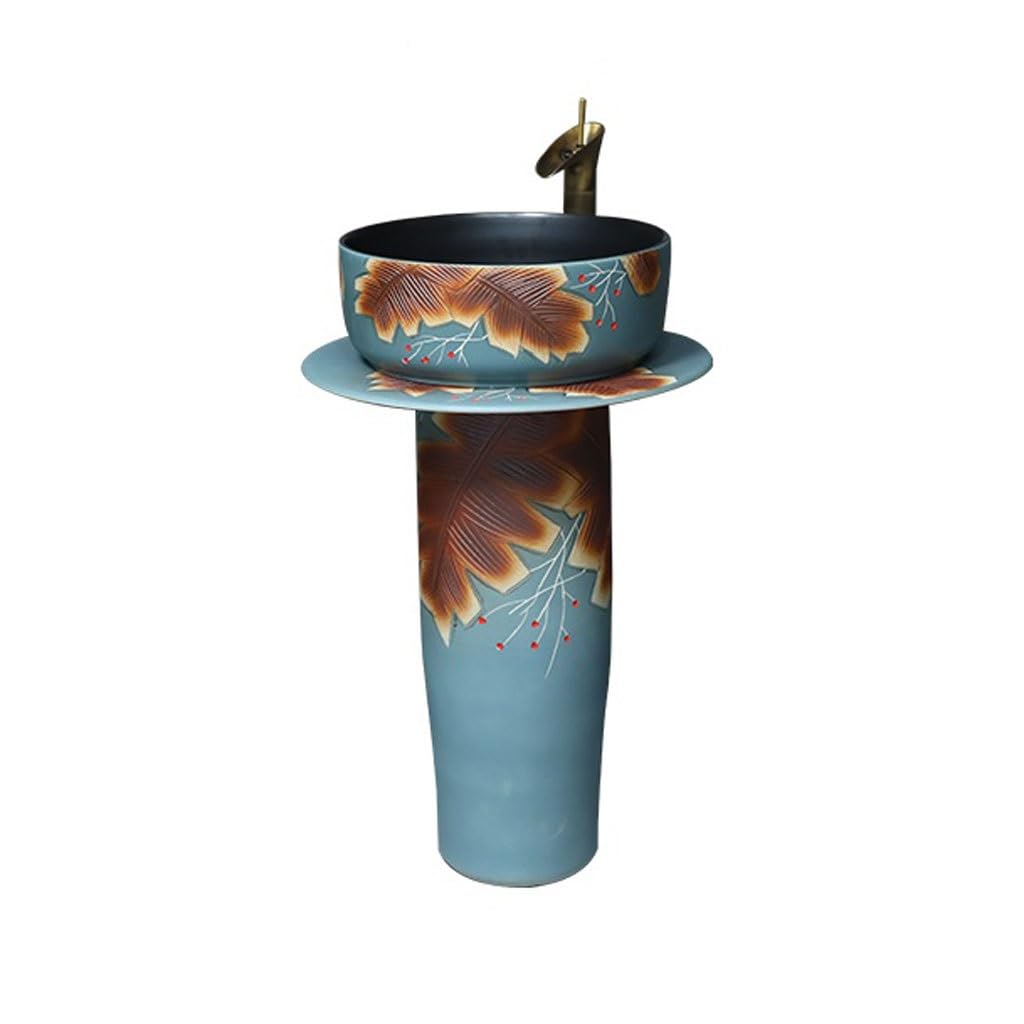 Bathroom Sink Home Bathroom Ceramic Wash Basin Balcony Courtyard Floor Standing Pedestal Basin Wash Basin Bathroom Vanity