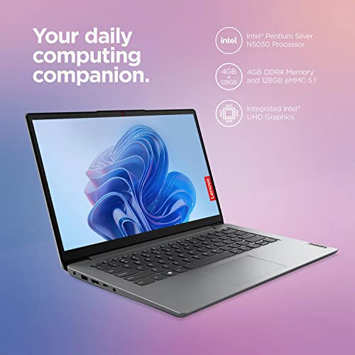 Image of Lenovo 14 inch Laptop, IdeaPad 1, Intel Quad-core Processor, 14 inch HD Anti-Glare Display, 4GB RAM, HDMI, SD Card Reader, Long Battery Life, Includes MS Office 365, Windows 11 Home in S Mode (256GB SSD)