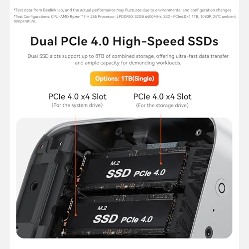 Image of Beelink SER9 Mini PC, AMD Ryzen R7 H 255 (8C /16T, Up to 4.9GHz) Mini Desktop Computer 32GB LPDDR5X RAM 1TB M.2 PCle 4.0 SSD, USB4.0 / Triple Display / WiFi6 / BT5.2 /2.5G LAN Mini Computer