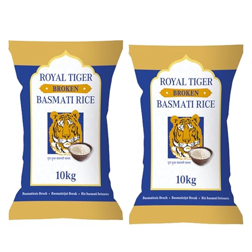 Royal Tiger Basmatireis Bruch 2x 10 kg, gebrochener Basmati-Reis, Spitzenqualität, aromatisch & locker, laktosefrei, für Haushalt & Gastronomie, ideal zu Curry, Dhal