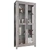 BELLEZE Storage Cabinet Tall Bookshelf or Display Cabinet for Living Room Bedroom Curio Cabinet with Tempered Glass Doors Trophy Display Case StorageOrganization Avalon Gray Wash