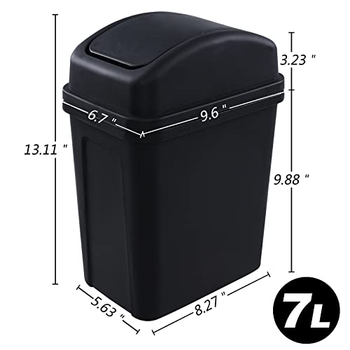 Gloreen Caneca de Basura Plástica 7 L Swing Lid Negra miniatura 2
