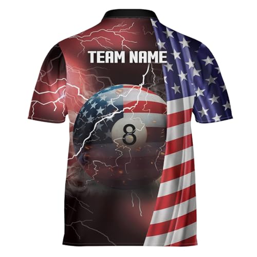 Perseonalized Billiards Jersey for Men, Thundle Lightning Billiards Shirt, Billiards Team Shirt, 8 Ball Pool Billiards Shirts, Billiards Shirt Unisex, Custom Billiard Polo Shirt Black4