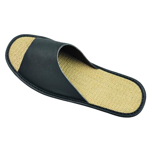 Image of Hwayslon Leather Slippers Men's Women's Leather Room Shoes Natural Cowhide Luxury Solid Color Unisex