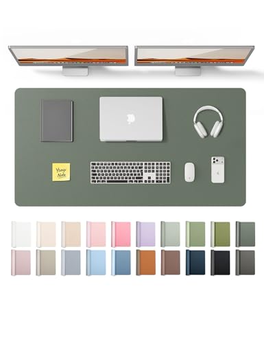 Image of YSAGi Leather Desk Protector, Office Mat, Large Mouse Mat, Non-Slip PU Leather Blotter, Laptop Desk Pad, Waterproof Writing Pad for Office and Home (Dark Green, 47.2 inch x 23.6 inch)