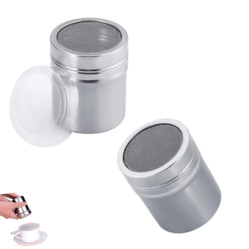 2 Piezas Espolvoreador de Polvo Azucarero para Azúcar Tamizador de Harina de Acero Inoxidable para Chocolate en Polvo Azúcar Sal Cacao Harina Café