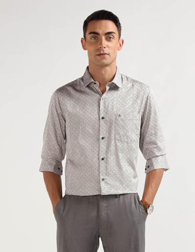 Image of Arrow Men's Satin Slim Fit Pure Cotton Shirt