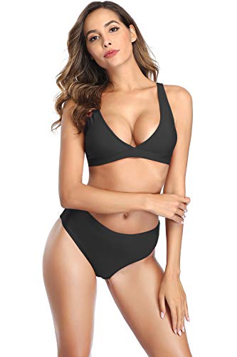 Conjunto de biquíni feminino de cintura alta, duas peças, roupa de banho esportiva, roupa de banho d