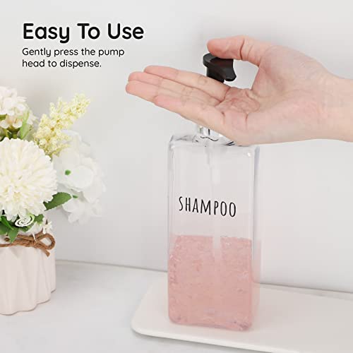 Image of Segbeauty 3pcs Clear Soap Dispenser, 16.9oz Refillable Shampoo Conditioner Bottles, 500ml Empty Plastic Square Body Wash Dispenser for Shower Bathroom Press Pump Bottle Liquid Container Set