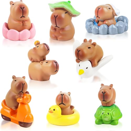 KMFASVX 13 Pcs Mini Capybara Figuras Decoraciones para Tartas, Mini Capybara Jardín de Hadas Decoración para Niños Cumpleaños Baby Shower Fiesta Pastel Casa de Muñecas Escritorio