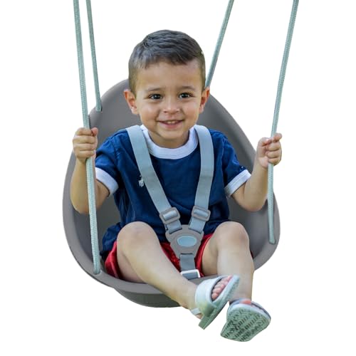 Image of Swurfer Coconut Toddler Swing – Comfy Baby Swing Outdoor, 3- Point Adjustable Safety Harness, Secure, Safe Quick Click Locking System, Blister-Free Rope, Easy Installation, Ages 6-36 Months