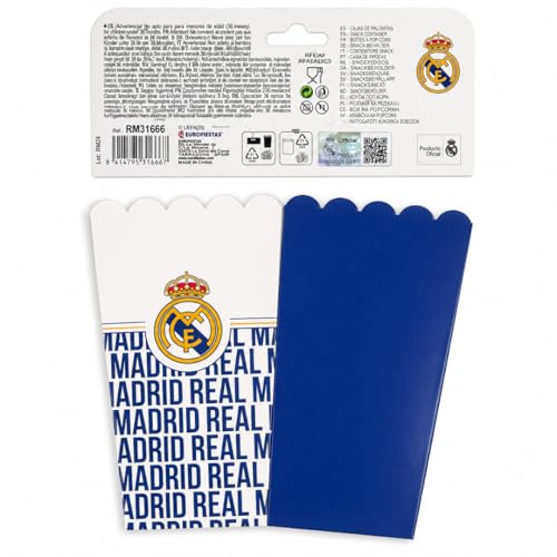 Miniatura 3 de Eurofiestas, Cajas Para Palomitas De Real Madrid, Decoracion Mesa De Cumpleaños Real Madrid, Liciencia Oficial Para Fiestas, Meriendas Y Comuniones, 3ud Escudo