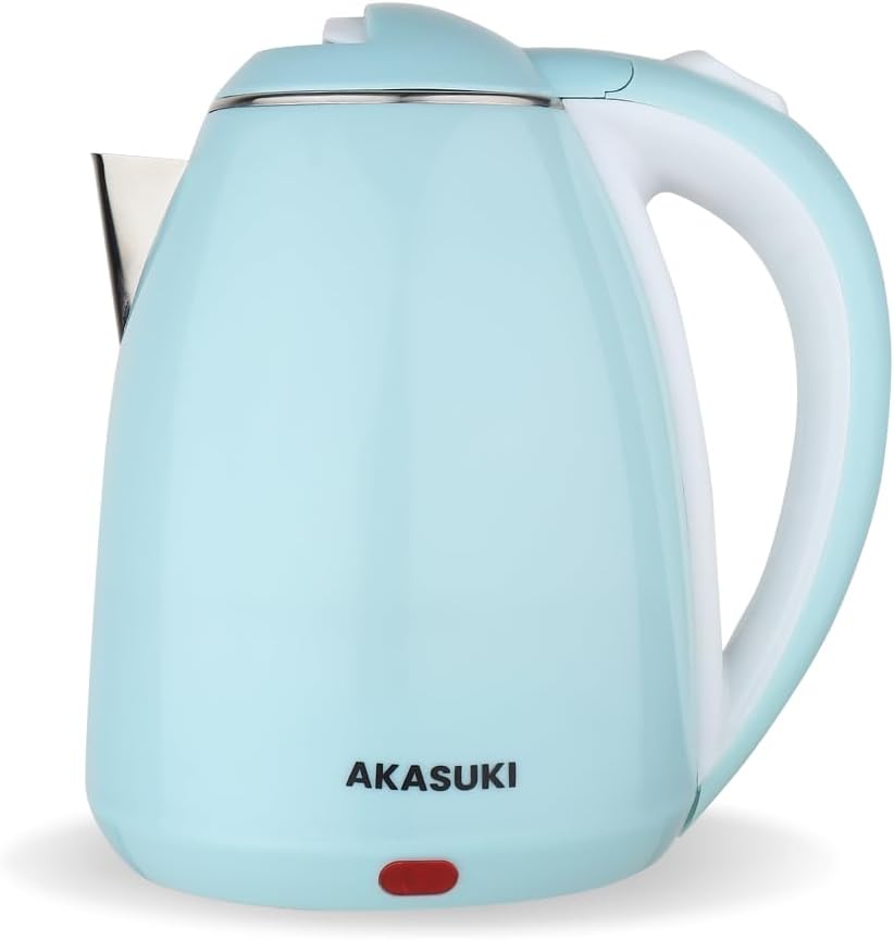 Akasuki Elegant Electric Kettle | 1.8 Ltr, 1500W, Long chord length |Double Layered Cool Touch Outer Body | Food safe Rust resistant Stainless Steel | Auto Shut Off With 1 Year Warranrty (Sea Green)