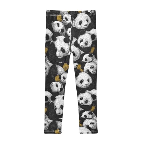 Black White Panda Girls Leggings Kids Yoga Pants Dance Active Tights 4T2