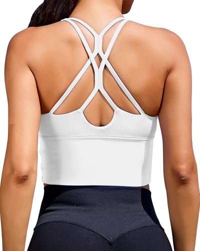 Image of XUNYU Sports Bras for Women High Support Longline Workout Tank Tops Built in Bra Padded Strappy Yoga Crop Top Cross Gym