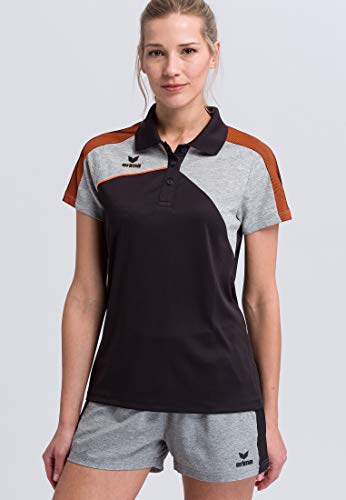 Erima GmbH Premium One 2.0 Polo de Tenis, Mujer, Negro/Gris Jaspeado/Naranja neón, 38