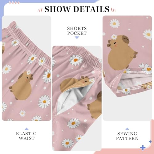 Little Daisy Capybara Pink Cute Pajama Pants, Soft Sleepwear Lounge Pants Pajama Pj Bottoms for 6-14 Years4