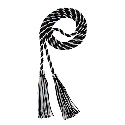 Image of Graduation Honor Cord - Black /White - Every School Color Available - Made in USA