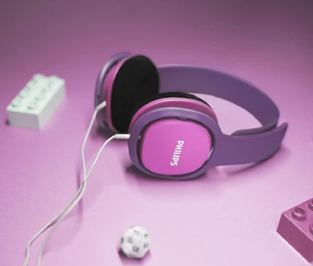 Lenco CD-011 Tragbarer CD-Player Walkman - Diskman - CD Walkman - Pink & Philips Audio SHB3075RD/00 On-Ear Kinderkopfhörer pink/lila