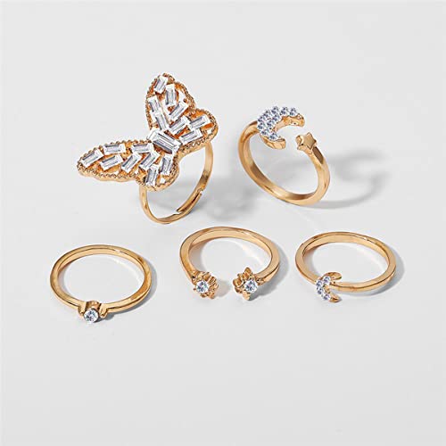 Vintage Floral Silver Plushy Rings Set