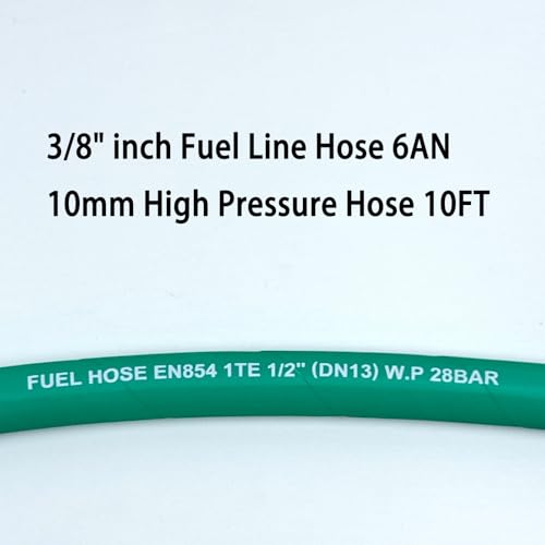 Image of Fuel Line 3 /8 inch inch,High Pressure Fuel Line Hose,10FT 6AN 10mm,Engines Fuel Systems,Marine Fuel Hose, Agricultural Machinery Fuel Line,Green,2.8Mpa 400PSI EN854-1TE