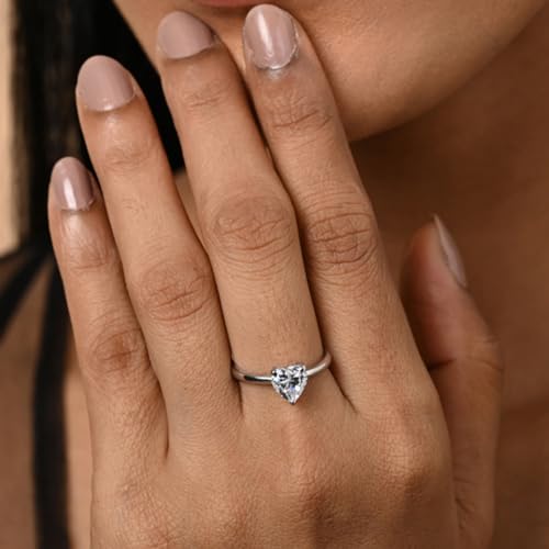 Image of Clara 925 Sterling Silver Heart Solitaire Pendant Earrings Chain Bracelet Ring for Women & Girls| Platinum Plated | Gift for her