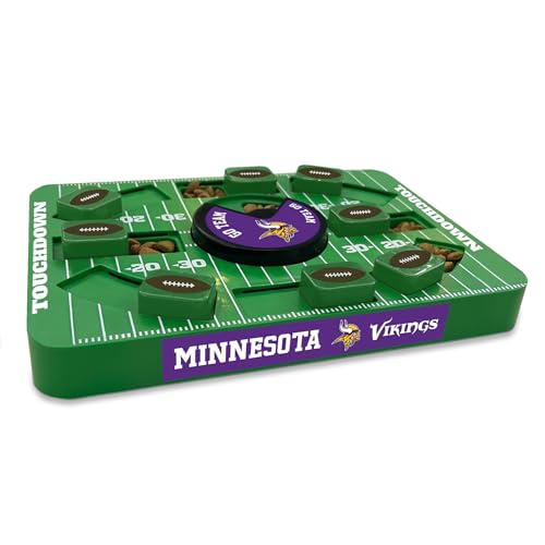 Image of Pets First NFL Minnesota Vikings Large Puzzle Toy for Dogs, Slow Feeder Board for Pets, New Bigger Size, Interactive Doggie Treat Toy