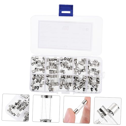 Kit de 100 fusibles de vidrio de acción rápida LIFKOME, fusibles de tubo de vidrio 5x20mm con caja organizadora miniatura 5