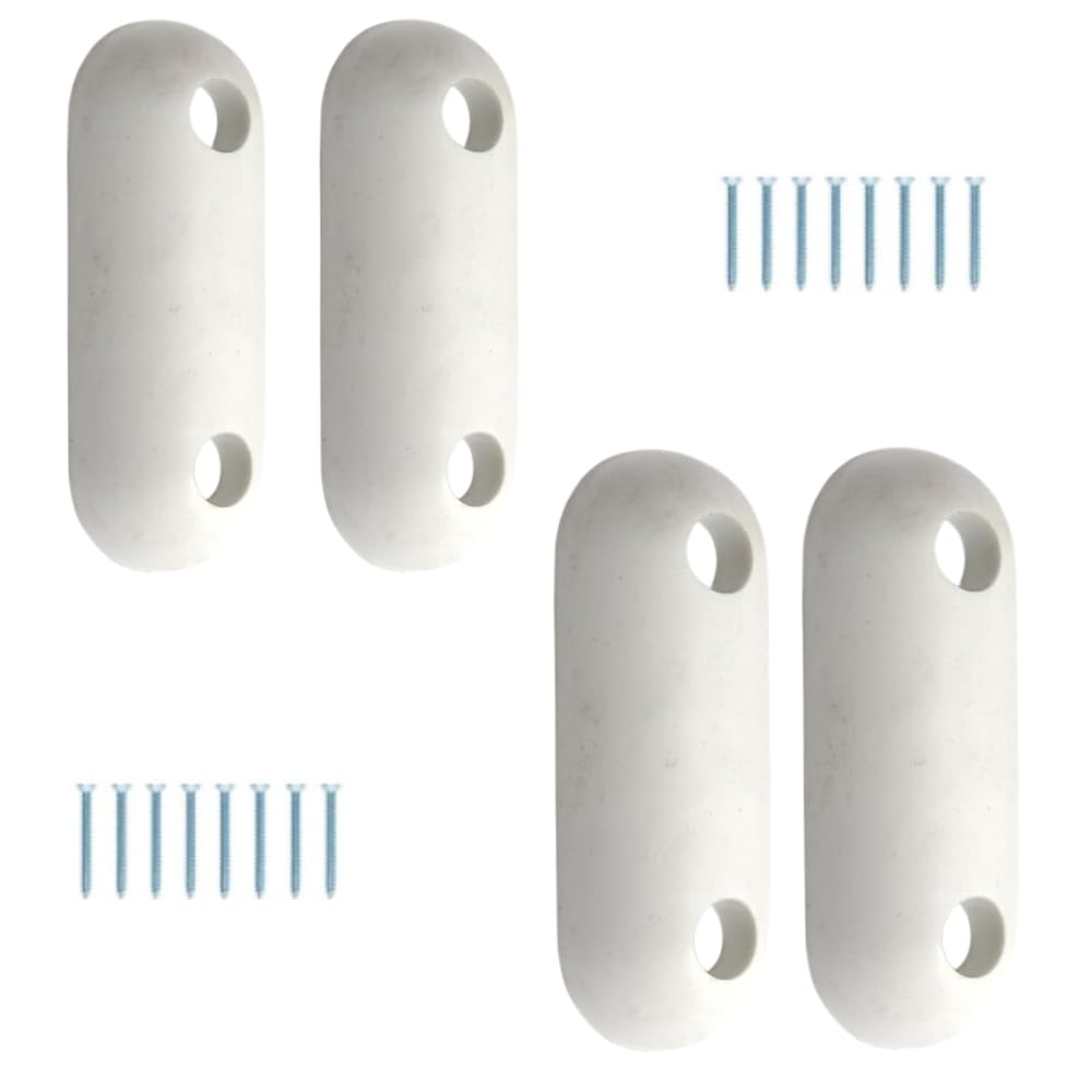 SisiUK White Rubber Oval Toilet Seat Buffer Pad 60MM X 22MM X 12MM with Screws (Pack of 4)