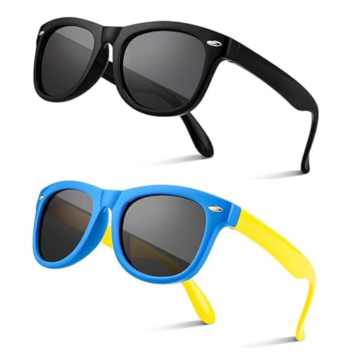 dinghaole 2 Pcs Polarisées Lunettes de Soleil Enfant, Protection UV, Lunettes de Soleil Polarisées pour Enfants, Lunettes de Soleil UV400 pour Filles et...