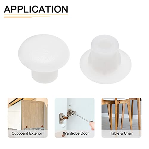 Image of DTGN 5mm x 8mm x 6mm(Dia. x Cap Dia. x H) Screw Hole Plugs - 50Pack - Good for Furniture Cupboard Wardrobe - Plastic Fastener Hole Caps - White