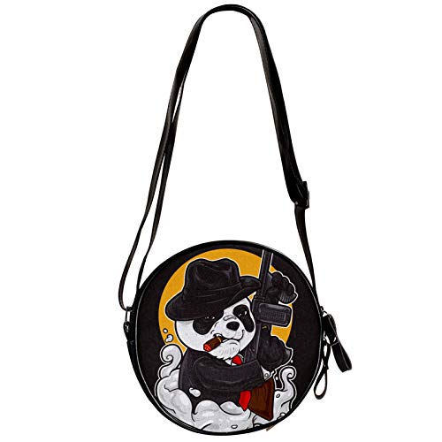 Funny Panda With Gun Cross Body Bag Sling Bags Canvas Messenger Bag For Man Women Round Purse #TOP2